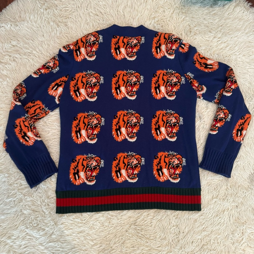 Gucci Wool Bengal Tiger Cardigan - Blue - XL - Picture 6 of 8